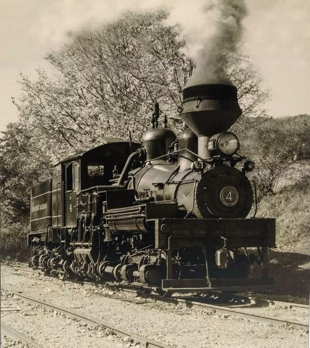 Lokomotive Nr. 4  tuckert in den Bahnhof im Cass Scenic Railroad State Park in Cass, West Virginia 523502